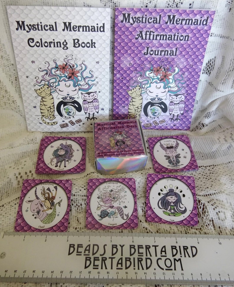 Mystical Mermaid Affirmation Card Deck, Coloring Book, and Affirmation Journal Gift Set image 4