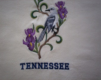 Tennessee State Bird and Flower Northern Mockingbird and Iris Counted Cross Stitch Pattern