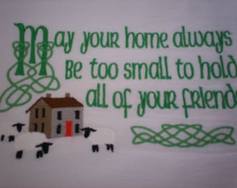 Irish Blessing of the Home Embroidered Flour Sack Towel, Irish Blessing of the Home Embroidered Towel, Irish Blessing Towel