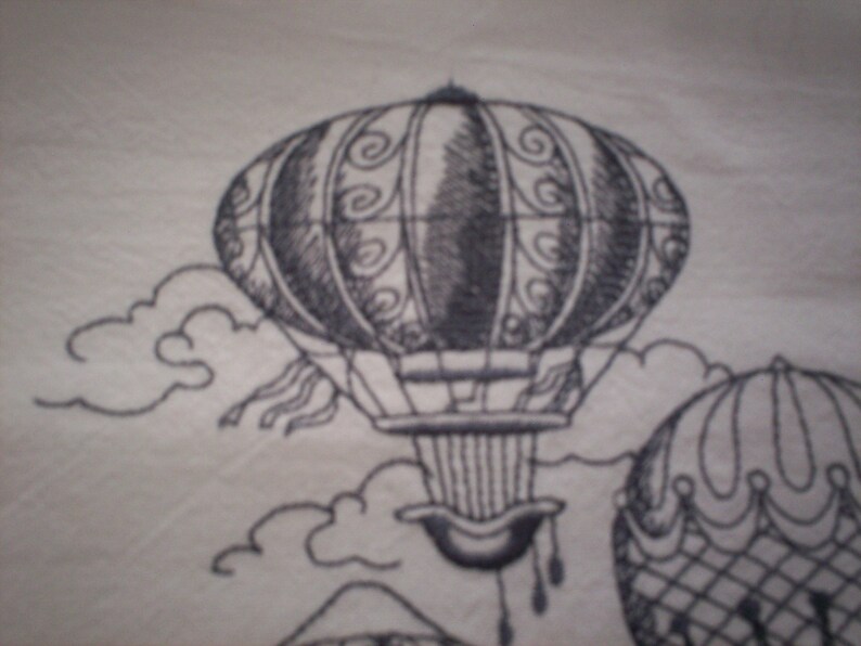Hot Air Balloons Towel Lifting Me Higher Hot Air Balloon Trio Embroidered Flour Sack Towel Hot Air Balloon Trio Embroidered Tea Towel
