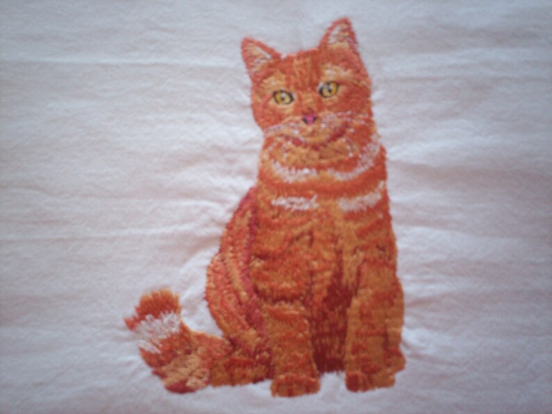 British Orange Tabby Cat Embroidered Flour Sack Towel Orange Etsy