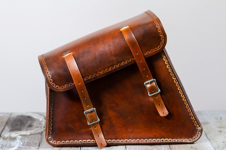 Motorcycle Swing Arm Leather Solo Bag Harley Davidson Sportster Leather Saddle Bag Sportster Leather Bag Harley Leather Bag