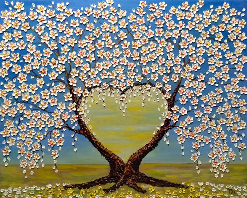 Cherry Blossom Trees Love Portal FREE SHIPPING Original oil Etsy
