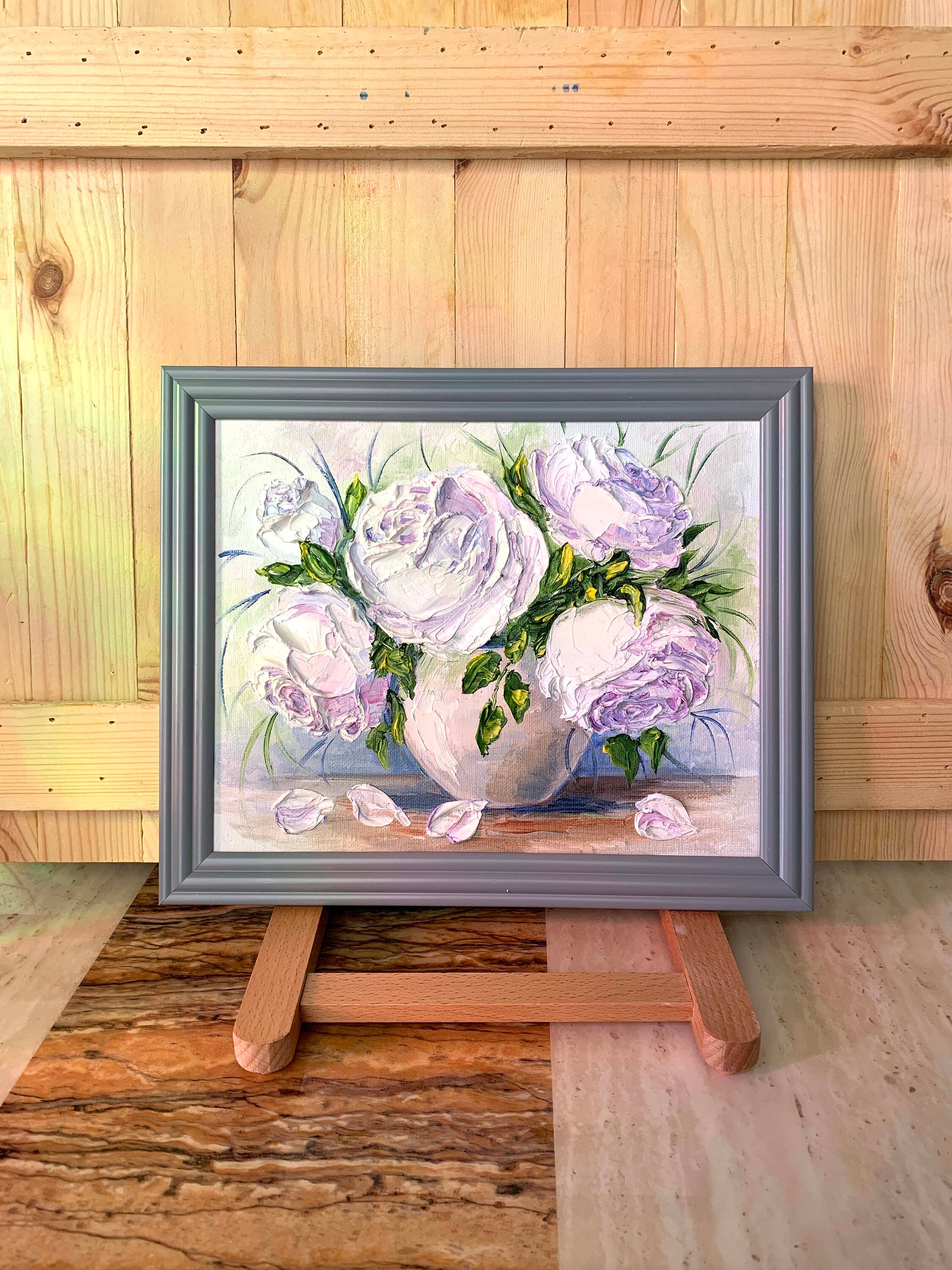 White Roses Painting for Wedding Gift Roses Wall Hanging Etsy