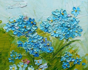 Blue Flowers Original impasto oil painting No.04-03 ready to hang