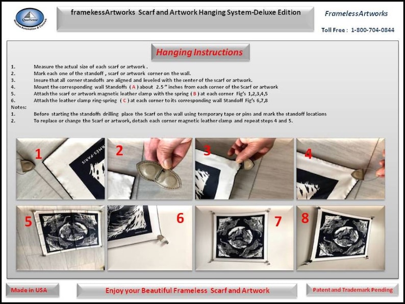 Framelessartworks Scarf Hanging System Deluxe Leather Edition Etsy