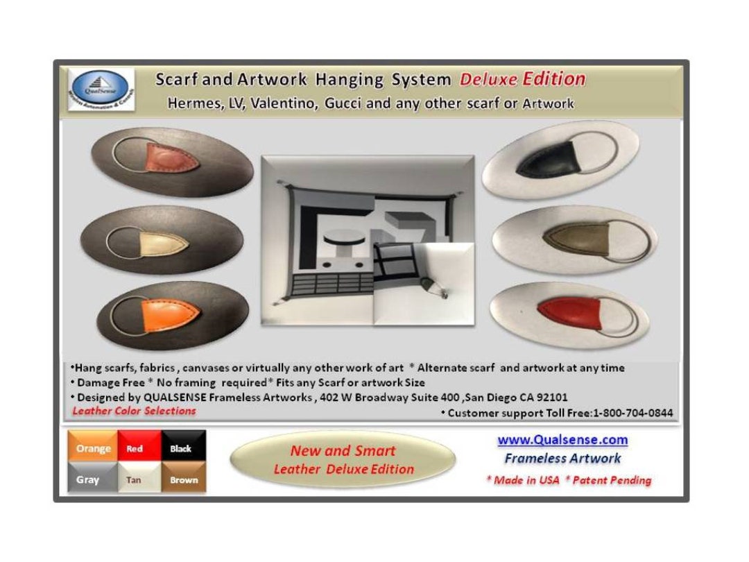 Framelessartworks Scarf Hanging System Deluxe Leather Edition No