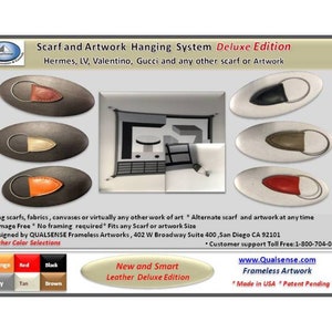 FramelessArtworks Scarf Hanging System Deluxe Leather Edition ( No Drilling Required )