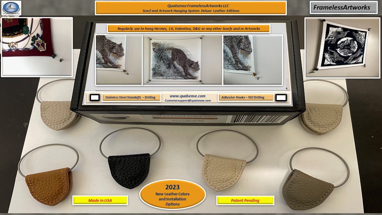 Framelessartworks Scarf Hanging System Deluxe Leather Edition Etsy