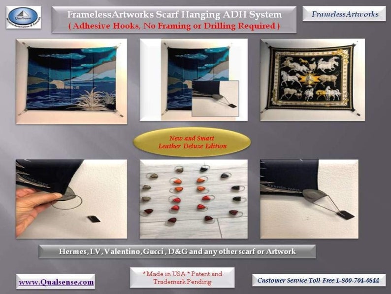 Framelessartworks Scarf Hanging System Deluxe Leather Edition No