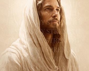 Jesus Looking Up Art Print – Vintage Christian Wall Decor (Digital Download)