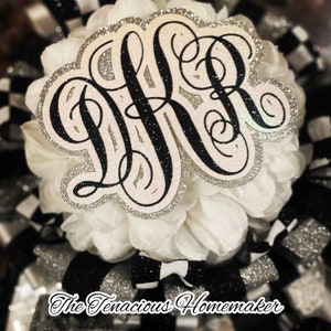 Initials for Homecoming Mums, Glittered decals for Mums, Homecoming mum tops, Glittered Mum Initials, Mum Top Decor Monogram initials decor
