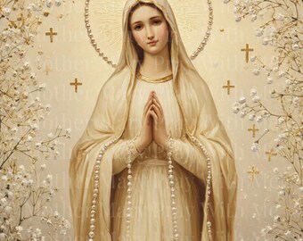 Mother Mary PNG Art Print, Holy Mary Png Elegant Vintage Christian PNG (Digital Download)