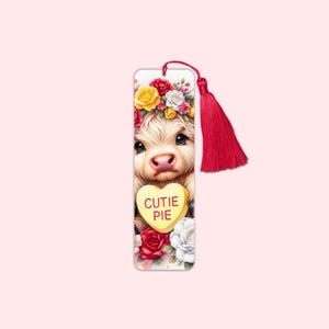 Valentine Highland cow bookmark book lover accessories cows and farm bookmark presents for girls  Trending cute Hairy Highland cows