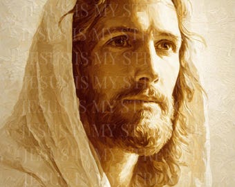 Jesus Portrait PNG | Christian Digital Art, Faith Inspired (Digital Download)