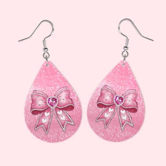 Pink Bow Valentine Earring Valentine Gifts Galentine Gift Earrings