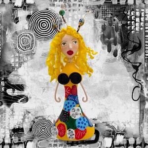 Handmade Art Doll, Clay doll, OOAK doll, Home decor, Abstract
