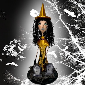 Halloween Doll, Handmade Art Doll, Clay doll, OOAK doll, Home decor