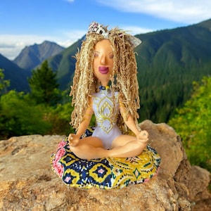 Meditation Art Doll, Clay doll, OOAK doll, Home decor, Art doll