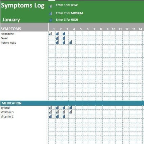 Problem-Log Excel-Vorlage, Allgemeine Gesundheits agenda, Diät/Übung/Medikamente vs. Covid-Tracker,