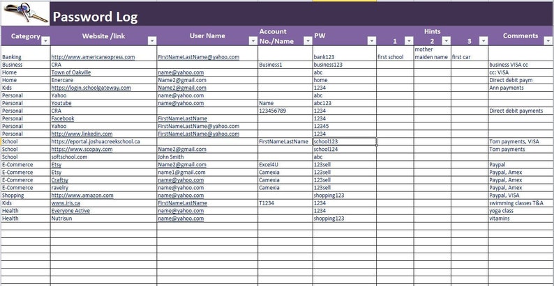 Vibrant image with password tracker template Enterprising image throughout password tracker template