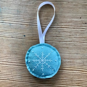 Christmas Ornaments, Handmade Christmas Tree Ornaments, Felt Ornament, Christmas Decoration, Set of 6 Ornaments, Joy, Holly, Snowflake image 3