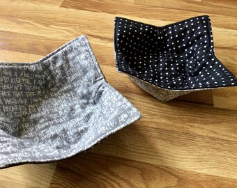 Bowl Cozy Set, Soup Bowl Cozy, Bowl Hot Pad, Quilted Bowl Holder, Black and Gray Bowl Cozy, Trivet, Hot Pad, Pot Holder, Table Decor