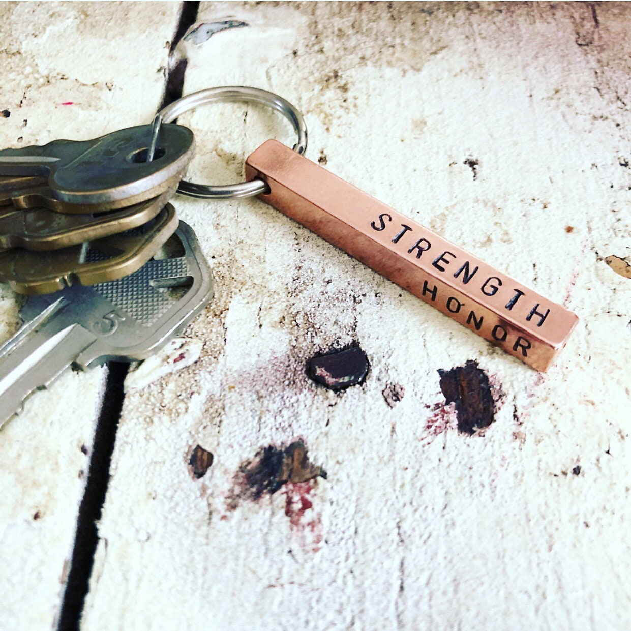 Bar Key Chain / Personalized Keychain / Brass Copper Etsy