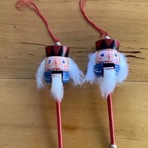 Ornament nutcrackers on a stick, set of 2, 5 inch long