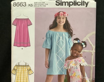 Simplicity 8663 Girls Dress Pattern, Size 7-14, Uncut