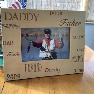 Dad Photo Frame: Engraved Wood, 4x6 Horizontal