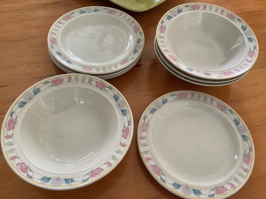 Soup Bowls and Sandwich Plates, Set of 4 Each, Made in China Unknown