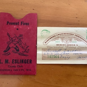 1961 Wisconsin NonResident VTG Fishing License Les's