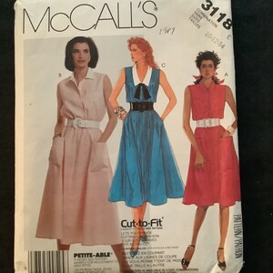 McCall’s 3118, misses dress and tie, size 10-14, cut to fit, collared sleeveless dress