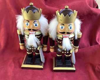 Pair nutcracker soldiers, 8 inch tall, wood