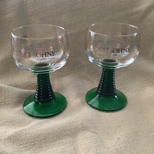 Schmitt Sohne cordial glass, green stem set of 2, German wine glass