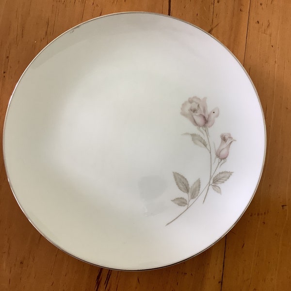 Rose China, Japan, Montrose pattern 3413, salad plate 7 1/4 inch,  rose motif, platinum edge