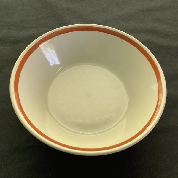 Casual Classics Stoneware Korea, soup bowl, salad bowl, 6 3/4 inch, tan with rust, cinnamon color edge