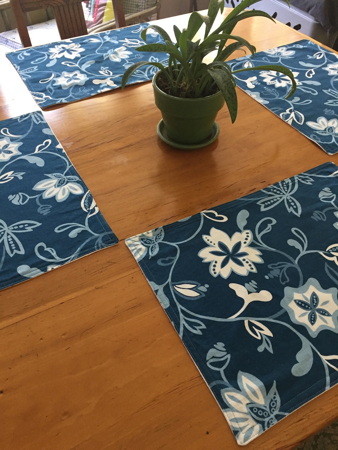 Placemats Blue Floral Rectangle 13x18 Inches Set of 4 Etsy UK