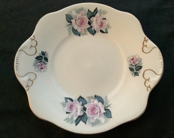 Royal Tara plate, roses, gold trim, 10 x 9 cake plate , Made in Galway Ireland, Irish porcelain, Irish vintage