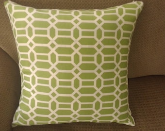 Pillow cover 18 inch, green geometric print ,zipper closure