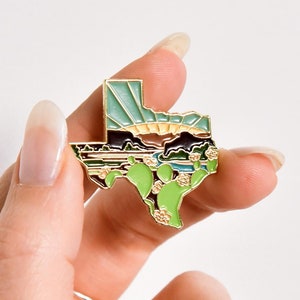Texas Enamel Pin | Gold Soft Enamel Pin | Illustrated United State Pin | Butterfly Clasp | 1.25"