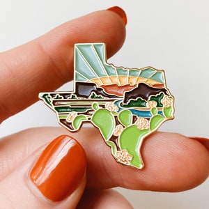 Texas Enamel Pin | Gold Soft Enamel Pin | Illustrated United State Pin | Butterfly Clasp | 1.25"