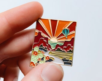 New Mexico Enamel Pin | Gold Soft Enamel Pin | Illustrated United State Pin | Butterfly Clasp | 1.25"
