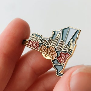 New York Enamel Pin | Gold Soft Enamel Pin | Illustrated United States Pin | Butterfly Clasp | 1.25"