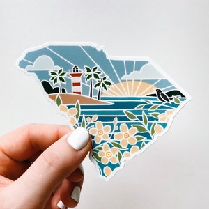 Duurzame sticker van Zuid-Carolina | Hoge kwaliteit bumpersticker | Vinylsticker uit de Verenigde Staten | Weerbestendige sticker | Waterflessticker | 4&quot;