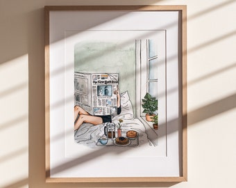 Quiet Morning Print | Watercolor Illustration | Wall Art | 8x10" 5x7" Archival Art Print