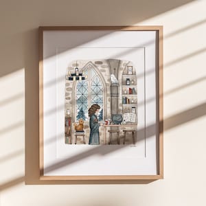 Wizard Print | Watercolor Illustration | Wall Art | 8x10&quot; 5x7&quot; Archival Art Print | Book Lover Gift