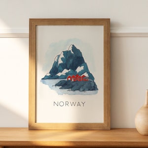 Beautiful Norway Landscape Art Print Nordic Illustration Scandinavian Art Print Nature Wall Decor Nursery Decor Travel Wall Art image 5