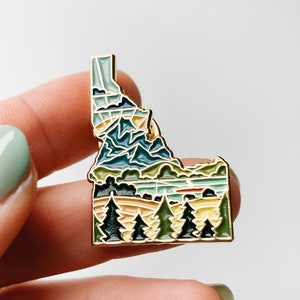 Idaho Enamel Pin | Gold Soft Enamel Pin | Illustrated United State Pin | Butterfly Clasp | 1.25"